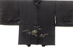 漆　城に風景模様織り出し　絵羽織